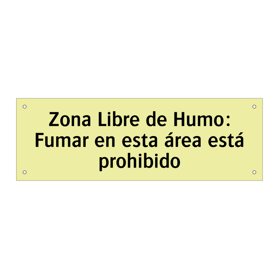 Zona Libre de Humo: Fumar en esta área está prohibido