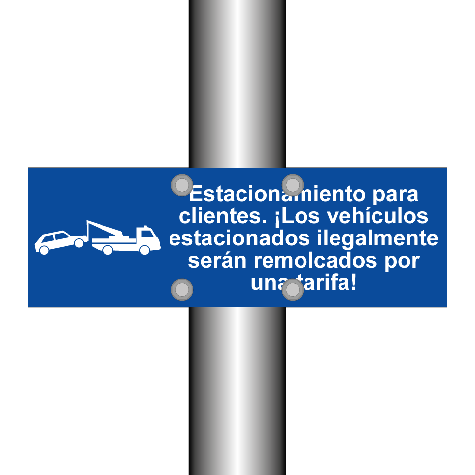 Estacionamiento para clientes. ¡Los vehículos estacionados ilegalmente serán remolcados por una tarifa!