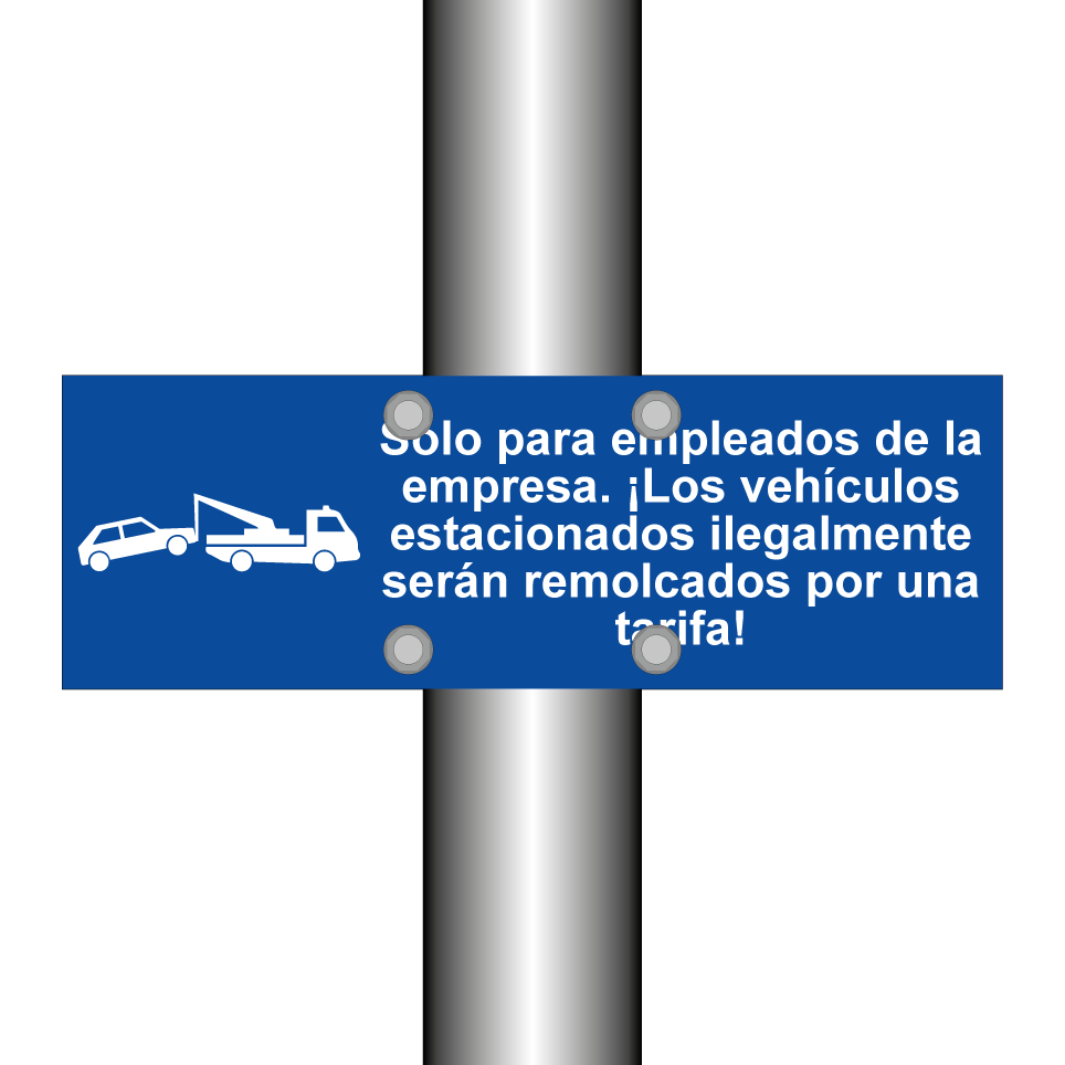 Solo para empleados de la empresa. ¡Los vehículos estacionados ilegalmente serán remolcados por una tarifa!