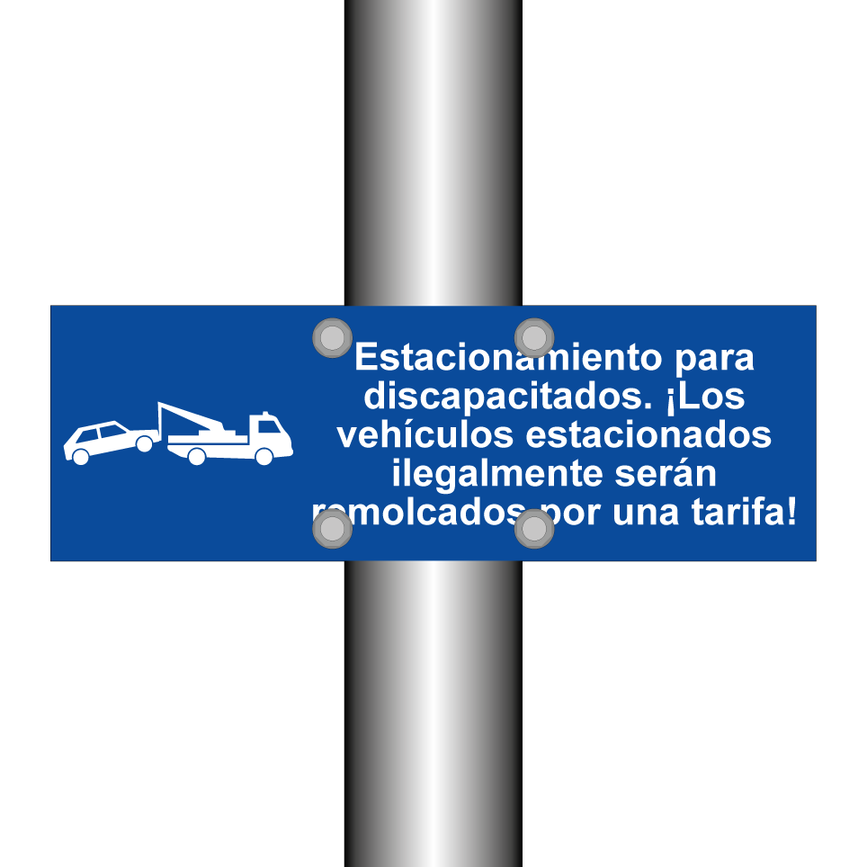 Estacionamiento para discapacitados. ¡Los vehículos estacionados ilegalmente serán remolcados por una tarifa!