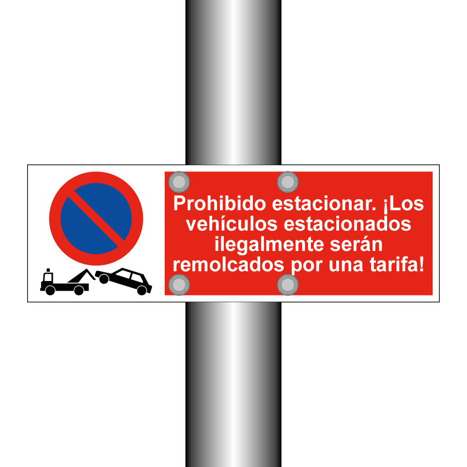 Prohibido estacionar. ¡Los vehículos estacionados ilegalmente serán remolcados por una tarifa!