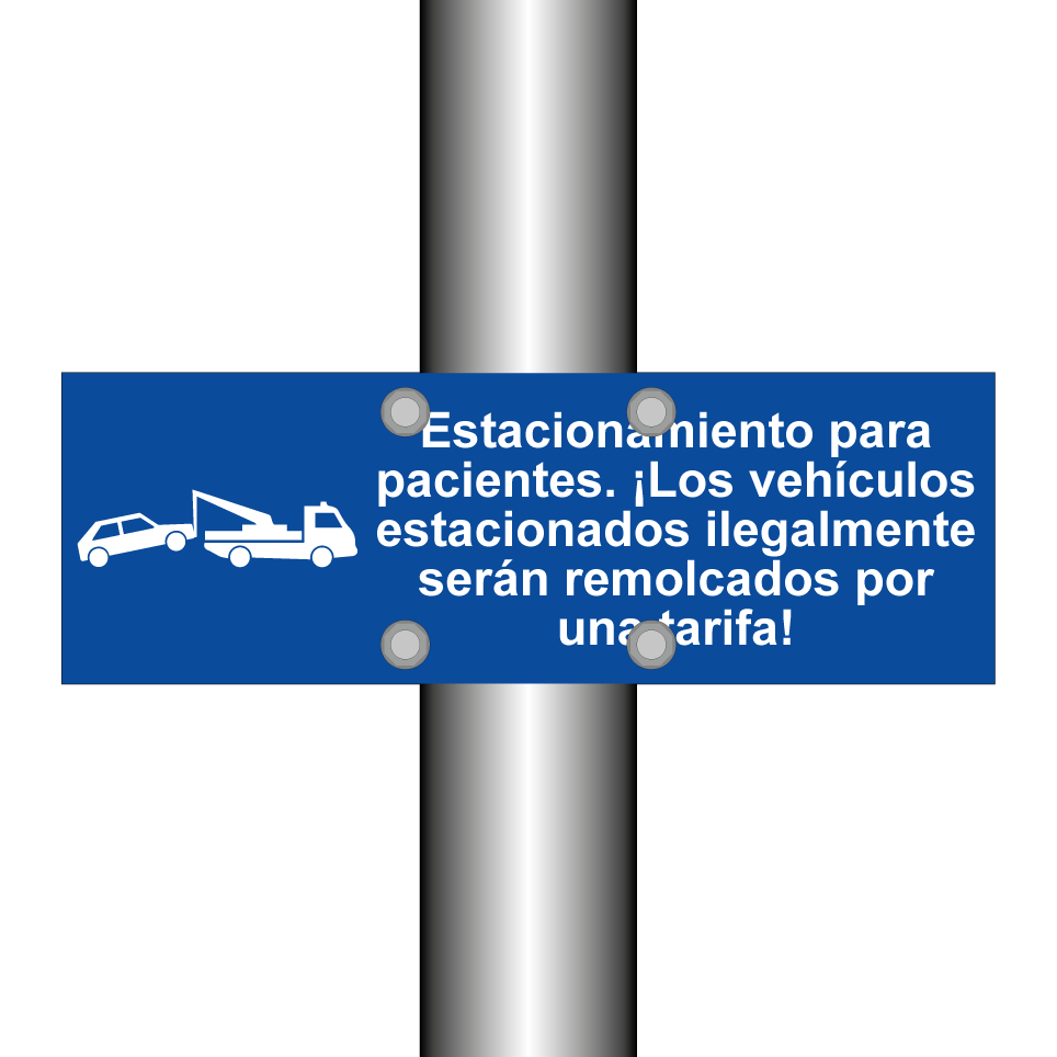 Estacionamiento para pacientes. ¡Los vehículos estacionados ilegalmente serán remolcados por una tarifa!