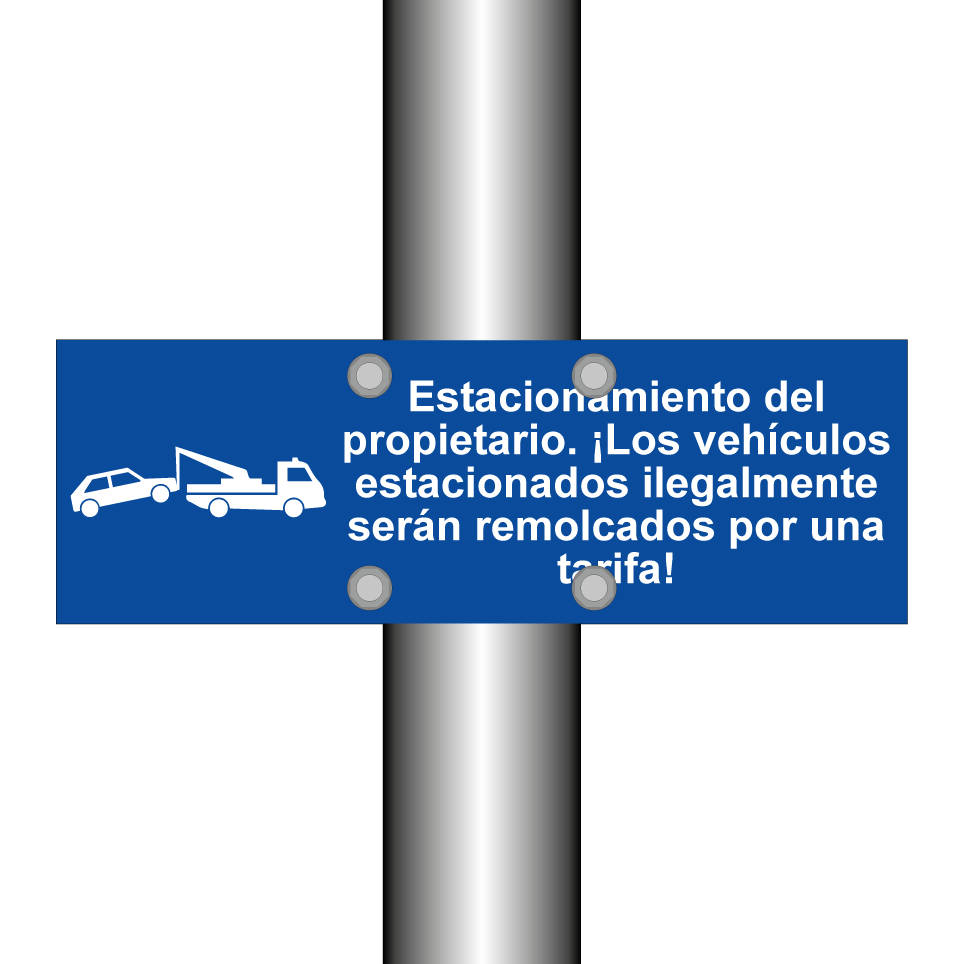 Estacionamiento del propietario. ¡Los vehículos estacionados ilegalmente serán remolcados por una tarifa!