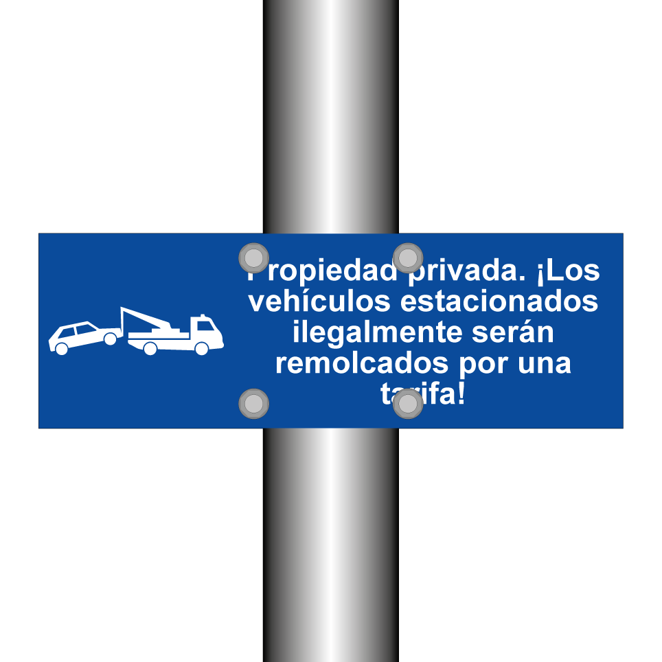 Propiedad privada. ¡Los vehículos estacionados ilegalmente serán remolcados por una tarifa!