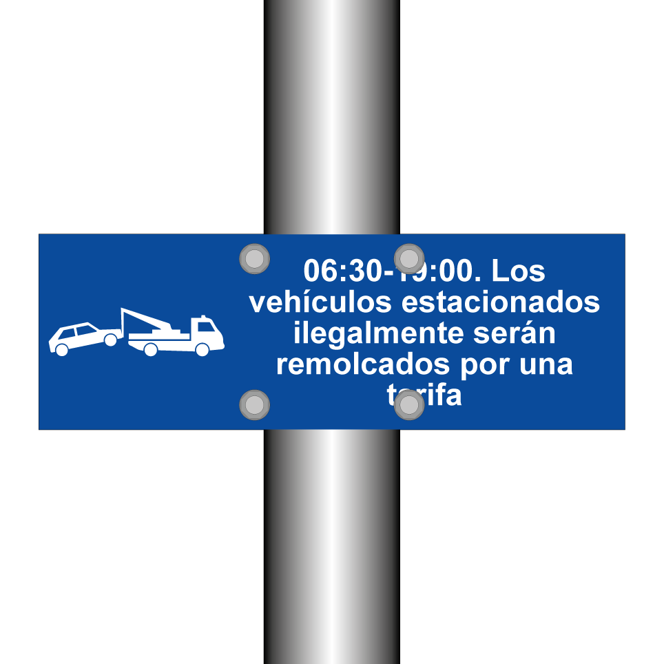 06:30-19:00. Los vehículos estacionados ilegalmente serán remolcados por una tarifa