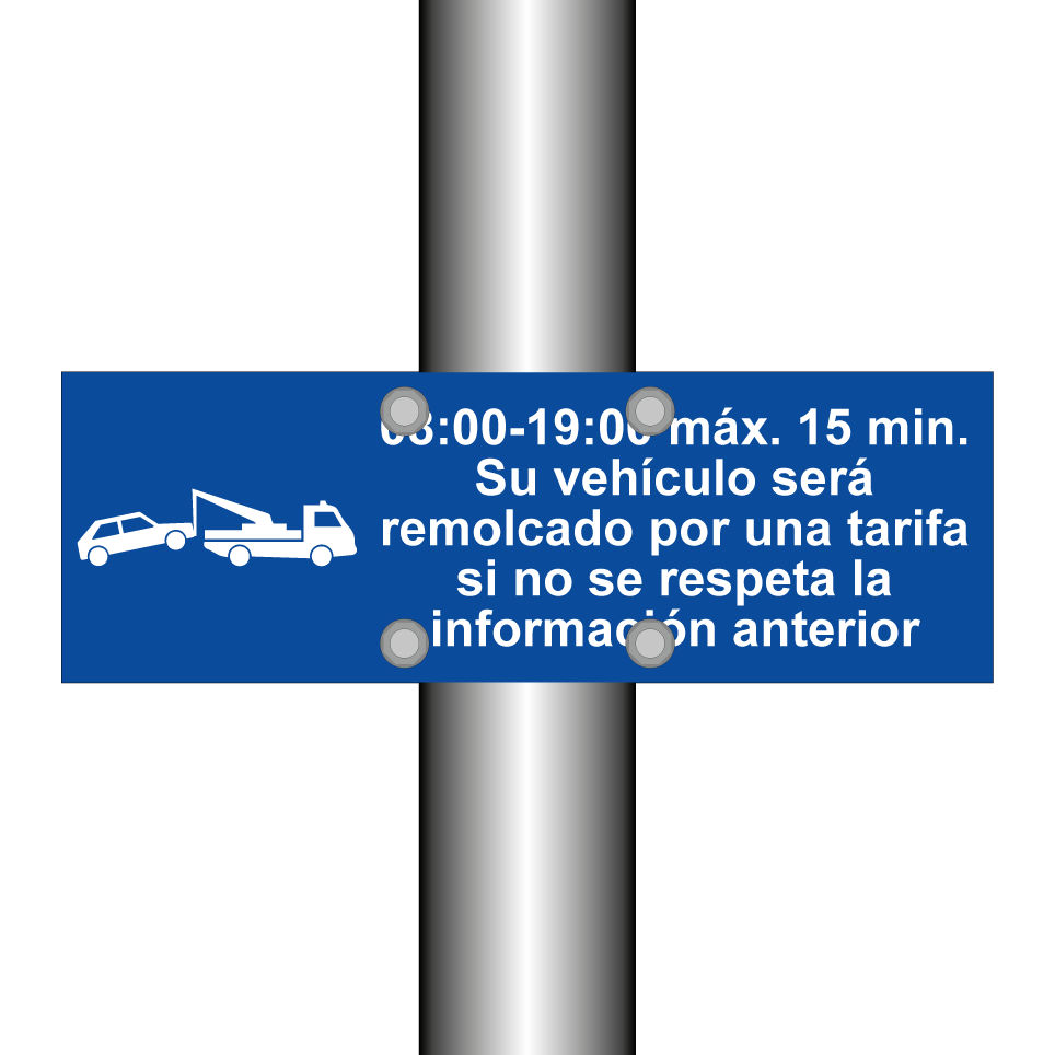 08:00-19:00 máx. 15 min. Su vehículo será remolcado por una tarifa si no se respeta la información anterior