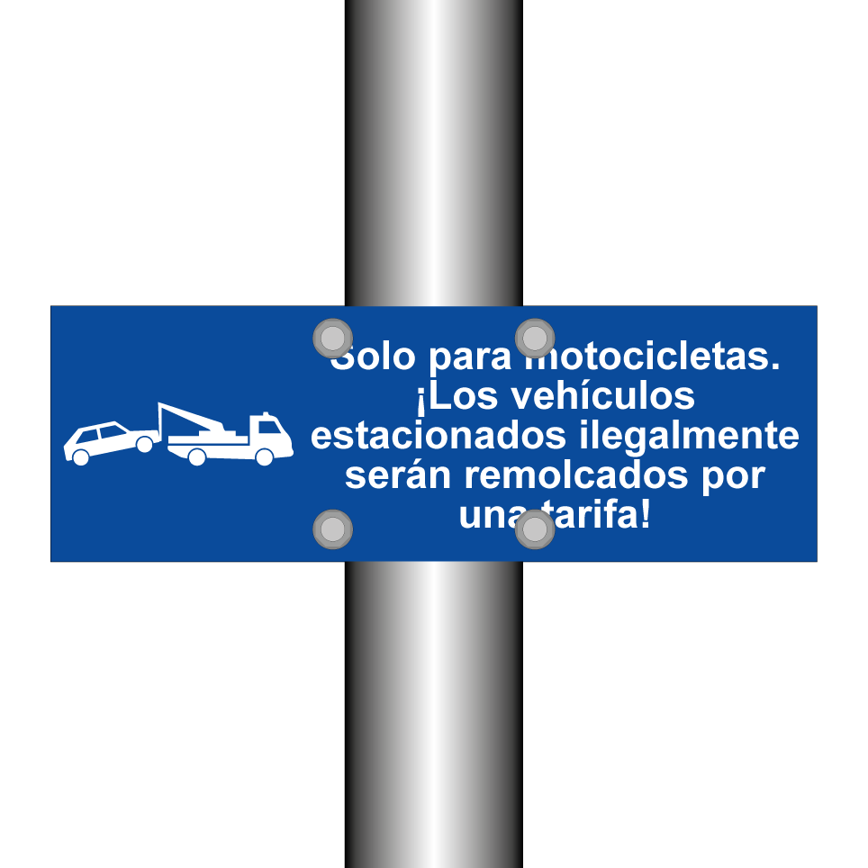 Solo para motocicletas. ¡Los vehículos estacionados ilegalmente serán remolcados por una tarifa!