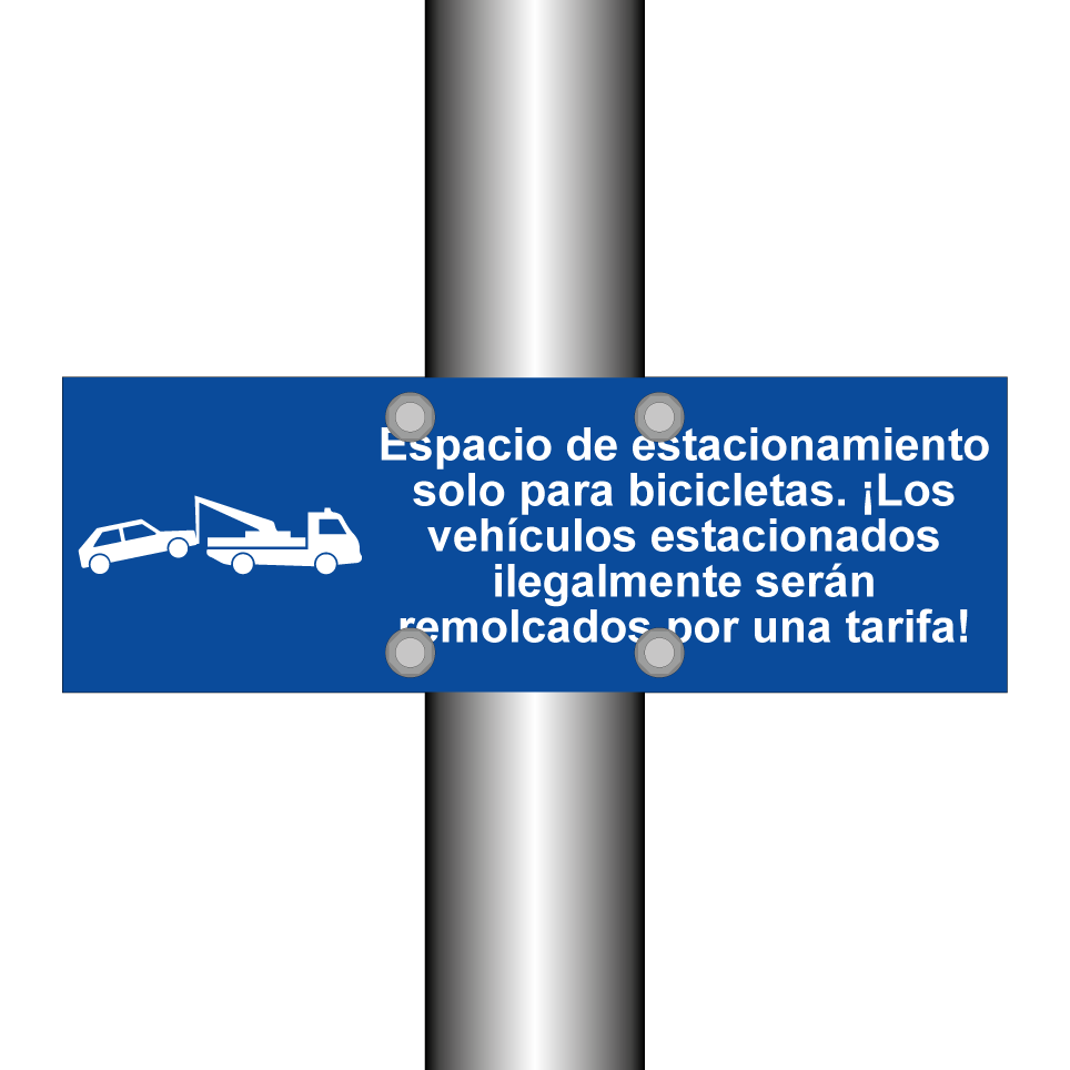 Espacio de estacionamiento solo para bicicletas. ¡Los vehículos estacionados ilegalmente serán remolcados por una tarifa!