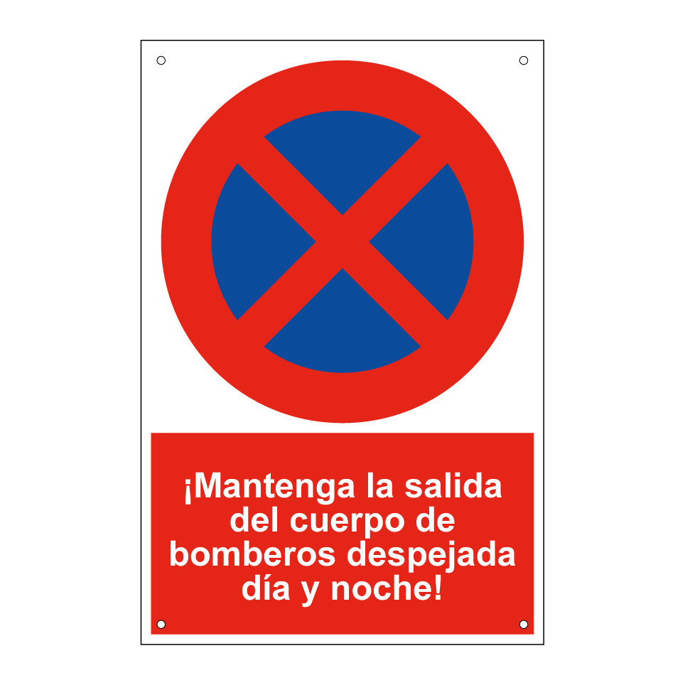 ¡Mantenga la salida del cuerpo de bomberos despejada día y noche!