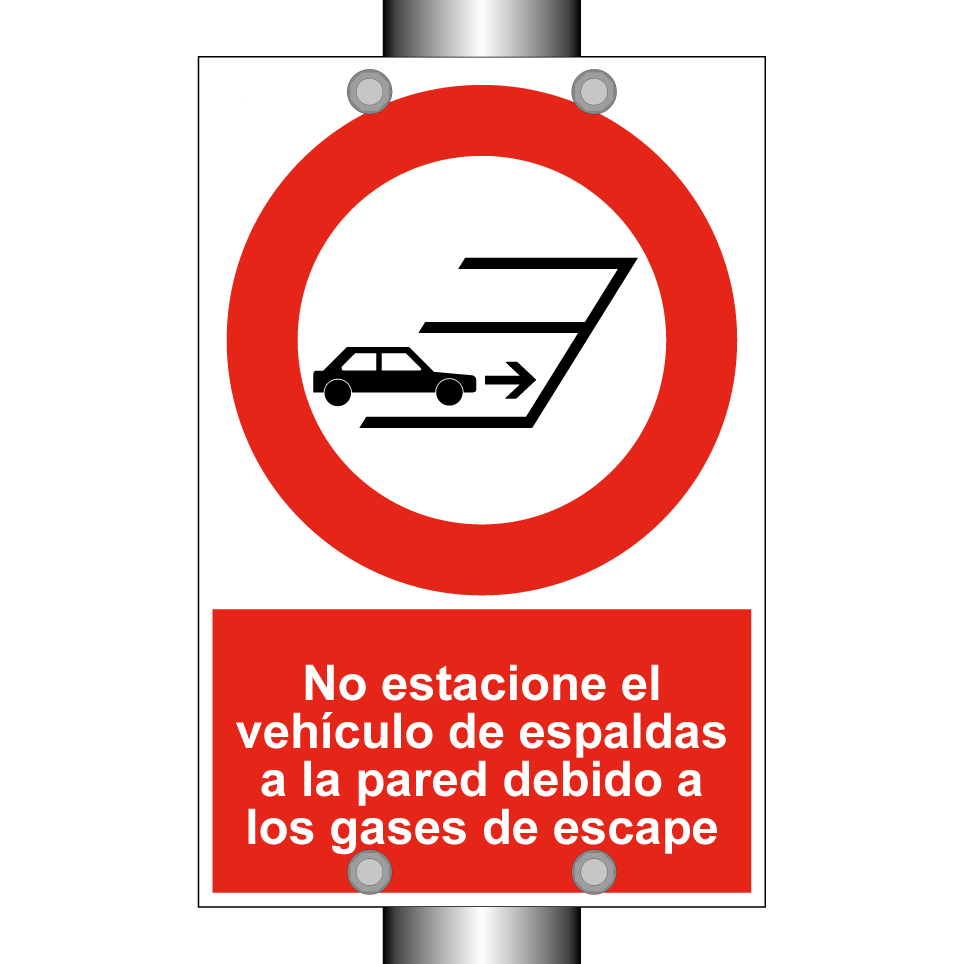 No estacione el vehículo de espaldas a la pared debido a los gases de escape