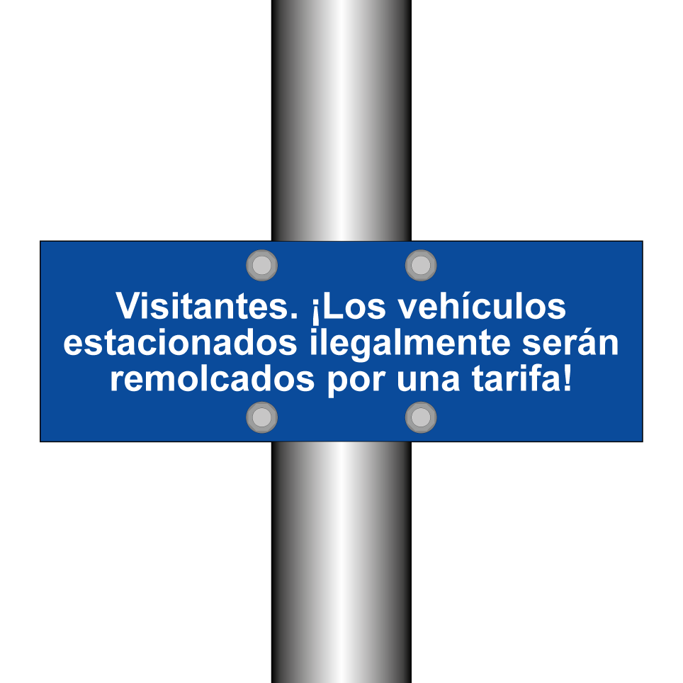 Visitantes. ¡Los vehículos estacionados ilegalmente serán remolcados por una tarifa!