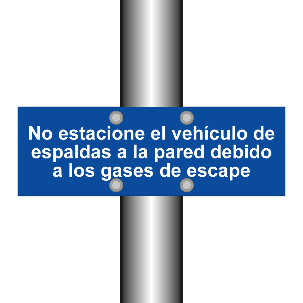 No estacione el vehículo de espaldas a la pared debido a los gases de escape