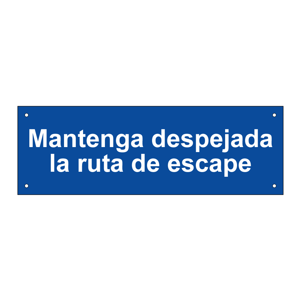 Mantenga despejada la ruta de escape