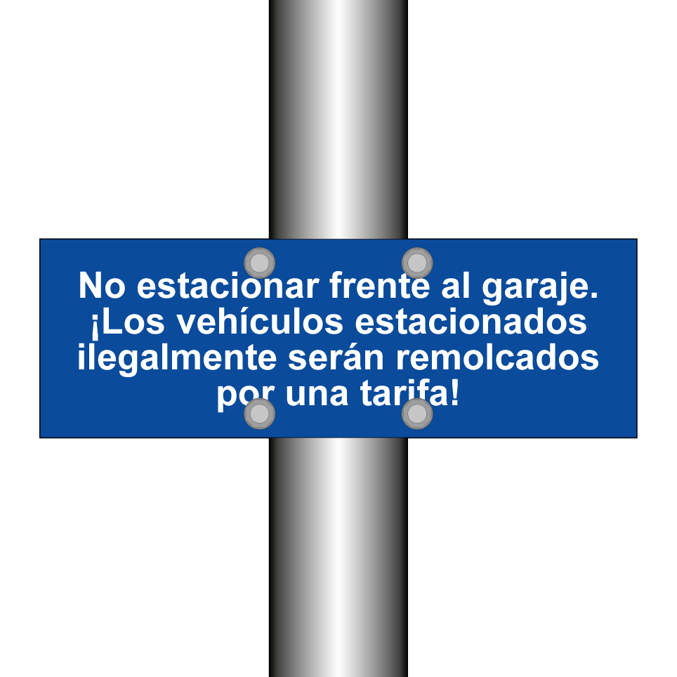 No estacionar frente al garaje. ¡Los vehículos estacionados ilegalmente serán remolcados por una tarifa!