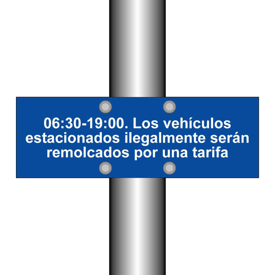 06:30-19:00. Los vehículos estacionados ilegalmente serán remolcados por una tarifa