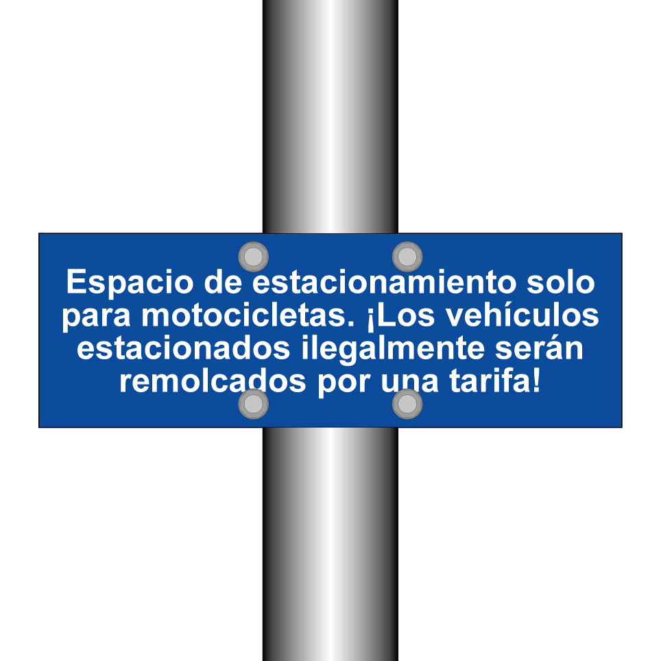 Espacio de estacionamiento solo para motocicletas. ¡Los vehículos estacionados ilegalmente serán remolcados por una tarifa!