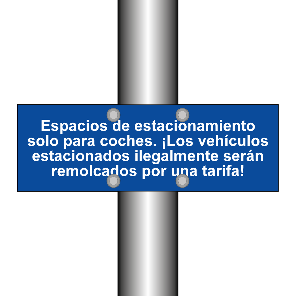 Espacios de estacionamiento solo para coches. ¡Los vehículos estacionados ilegalmente serán remolcados por una tarifa!