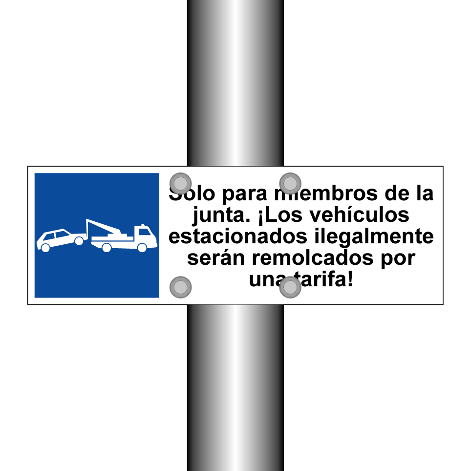 Solo para miembros de la junta. ¡Los vehículos estacionados ilegalmente serán remolcados por una tarifa!