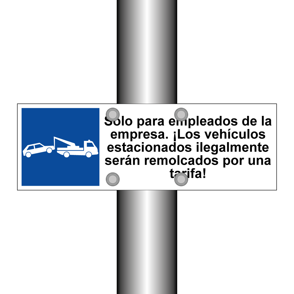 Solo para empleados de la empresa. ¡Los vehículos estacionados ilegalmente serán remolcados por una tarifa!