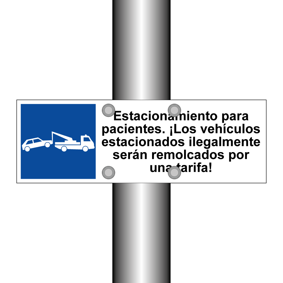 Estacionamiento para pacientes. ¡Los vehículos estacionados ilegalmente serán remolcados por una tarifa!