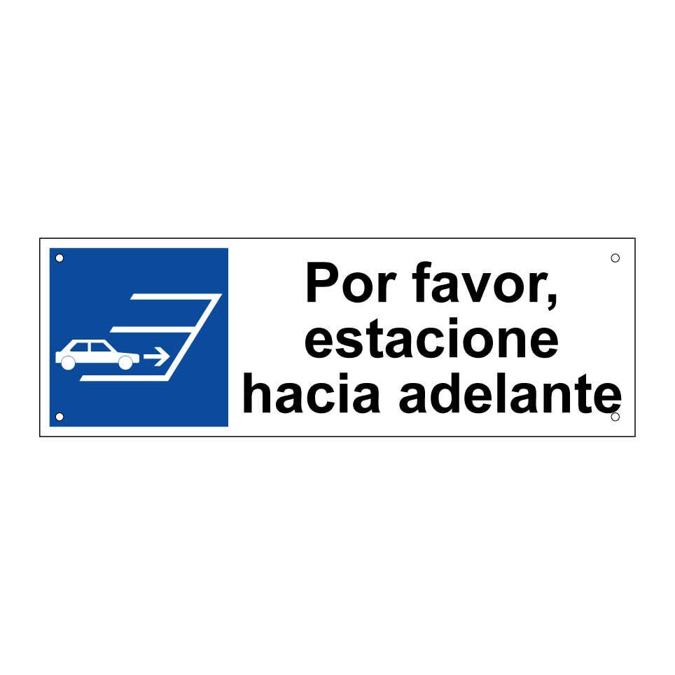 Por favor, estacione hacia adelante