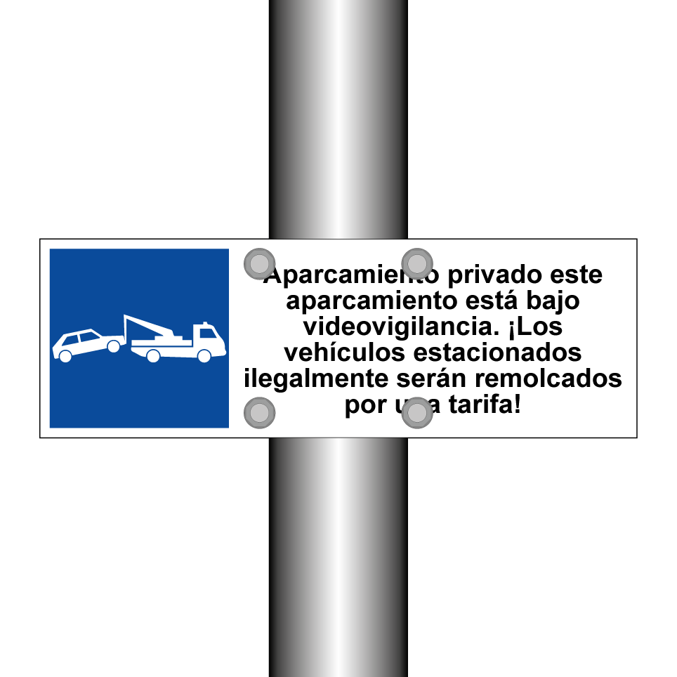 Aparcamiento privado este aparcamiento está bajo videovigilancia. ¡Los vehículos estacionados ilegalmente serán remolcados por una tarifa!