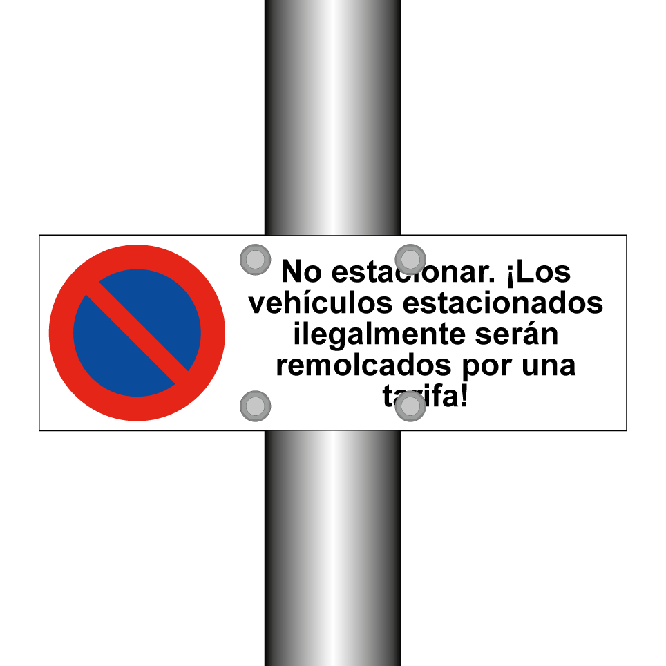No estacionar. ¡Los vehículos estacionados ilegalmente serán remolcados por una tarifa!