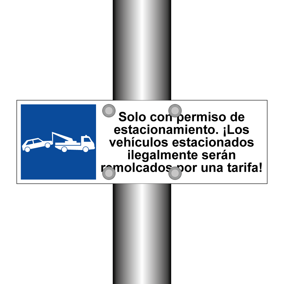 Solo con permiso de estacionamiento. ¡Los vehículos estacionados ilegalmente serán remolcados por una tarifa!