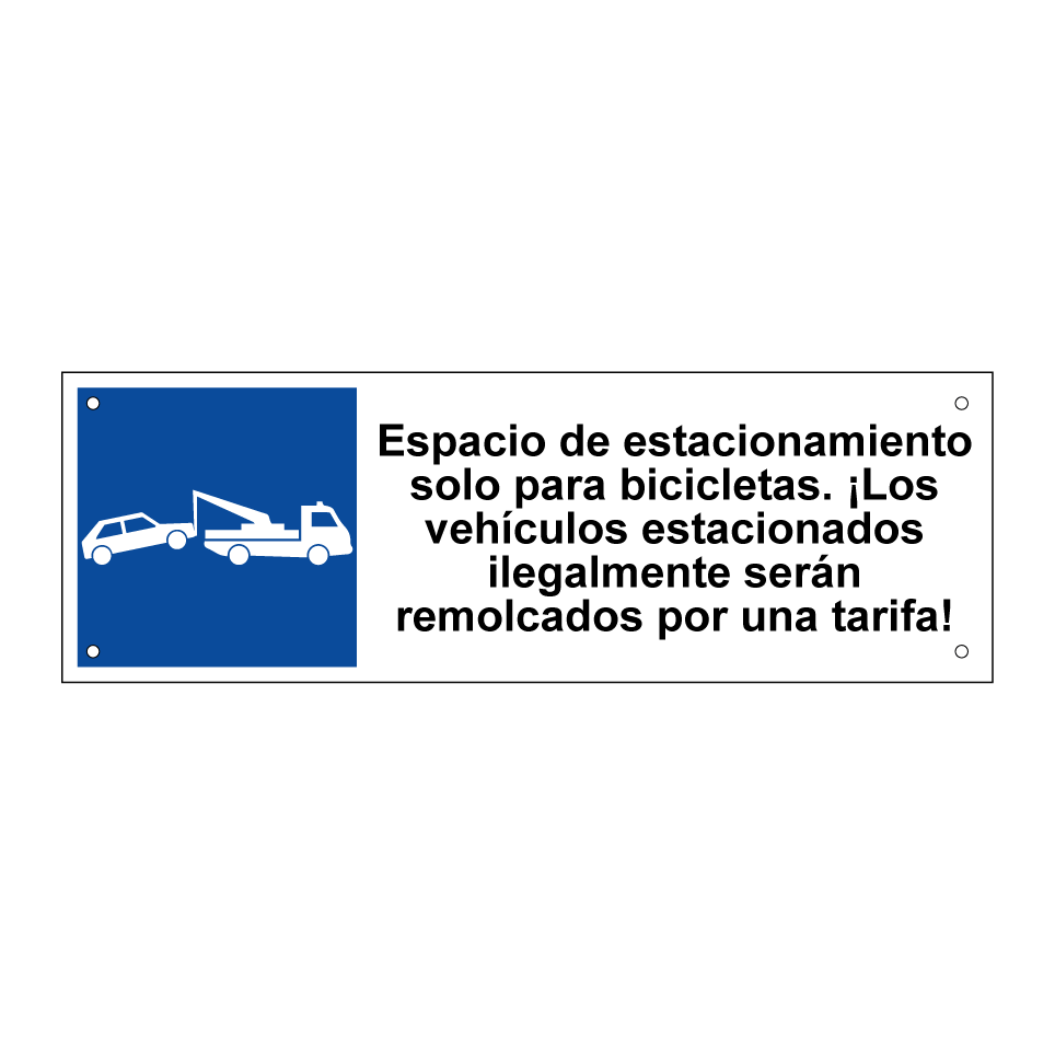 Espacio de estacionamiento solo para bicicletas. ¡Los vehículos estacionados ilegalmente serán remolcados por una tarifa!