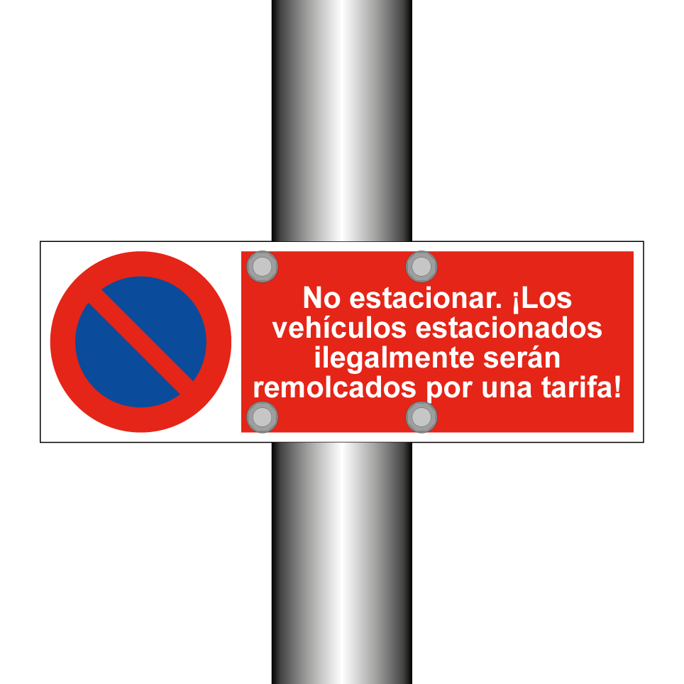 No estacionar. ¡Los vehículos estacionados ilegalmente serán remolcados por una tarifa!