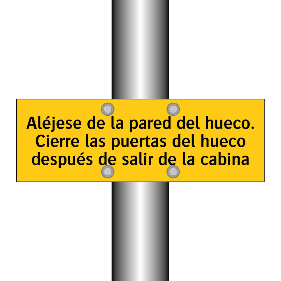 Aléjese de la pared del hueco. Cierre las puertas del hueco después de salir de la cabina