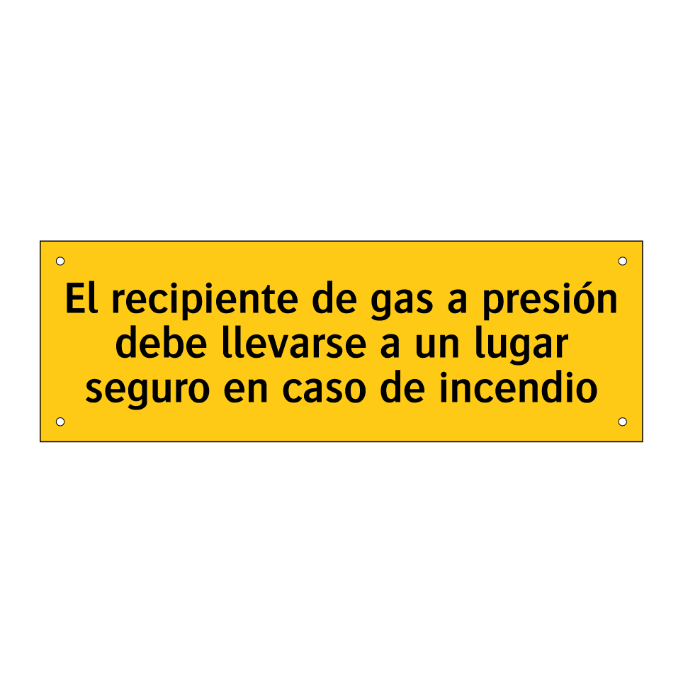 El recipiente de gas a presión debe llevarse a un lugar seguro en caso de incendio