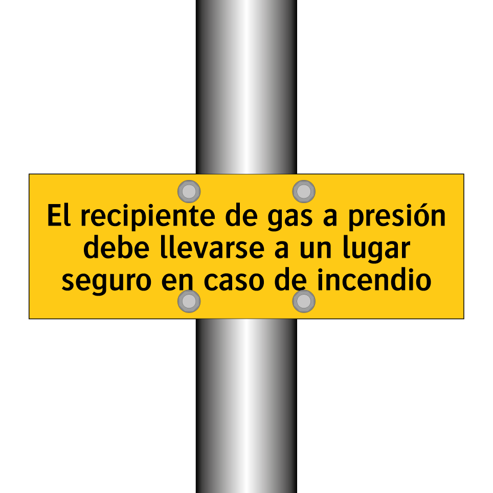 El recipiente de gas a presión debe llevarse a un lugar seguro en caso de incendio