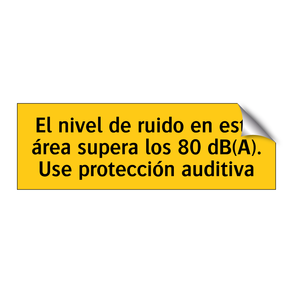 El nivel de ruido en esta área supera los 80 dB(A). Use protección auditiva