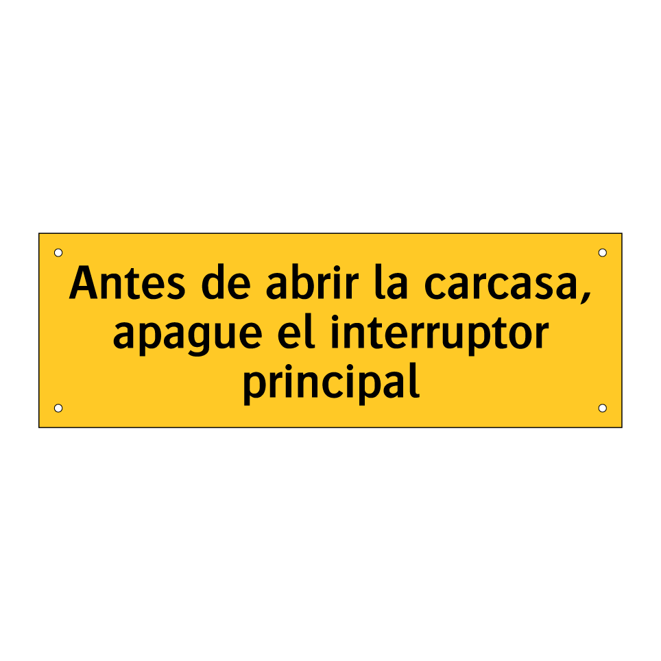 Antes de abrir la carcasa, apague el interruptor principal