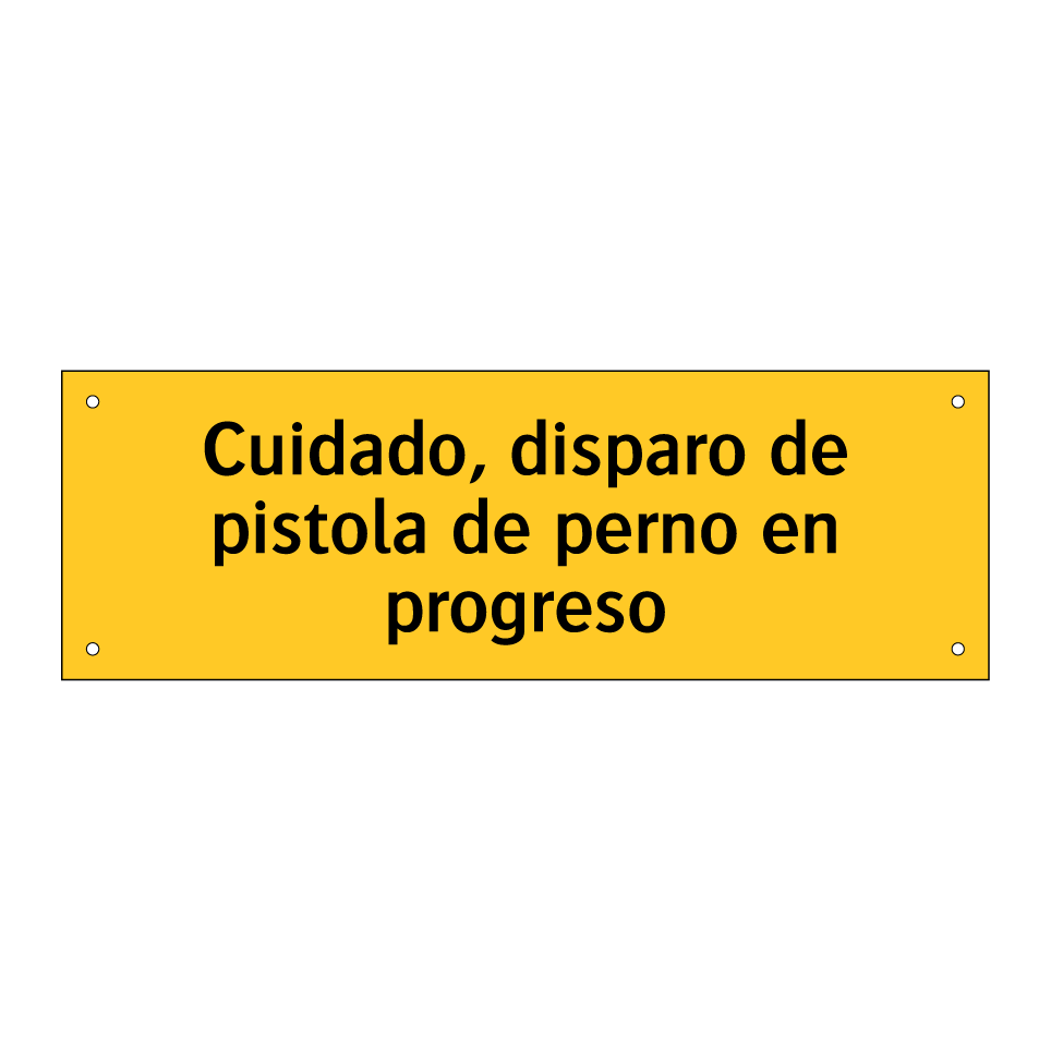Cuidado, disparo de pistola de perno en progreso