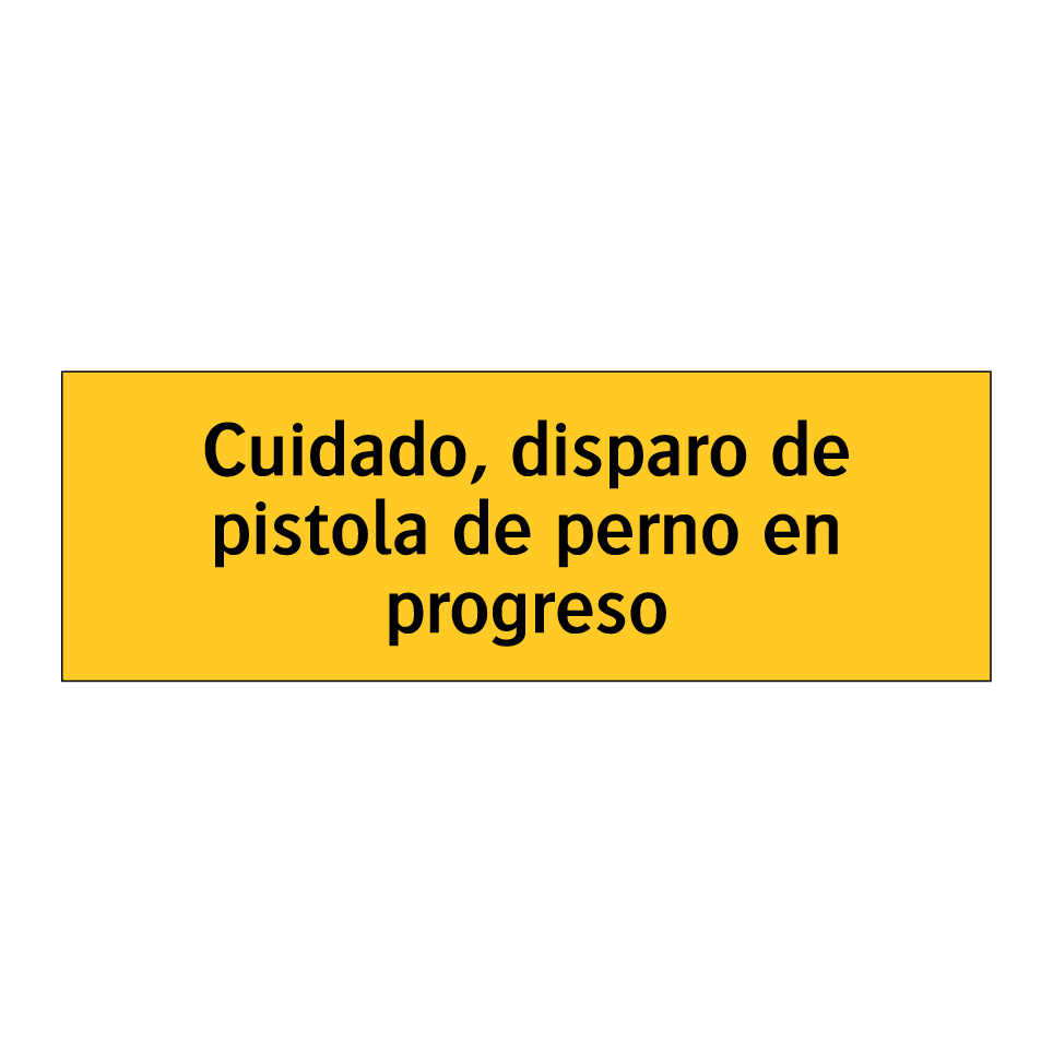 Cuidado, disparo de pistola de perno en progreso