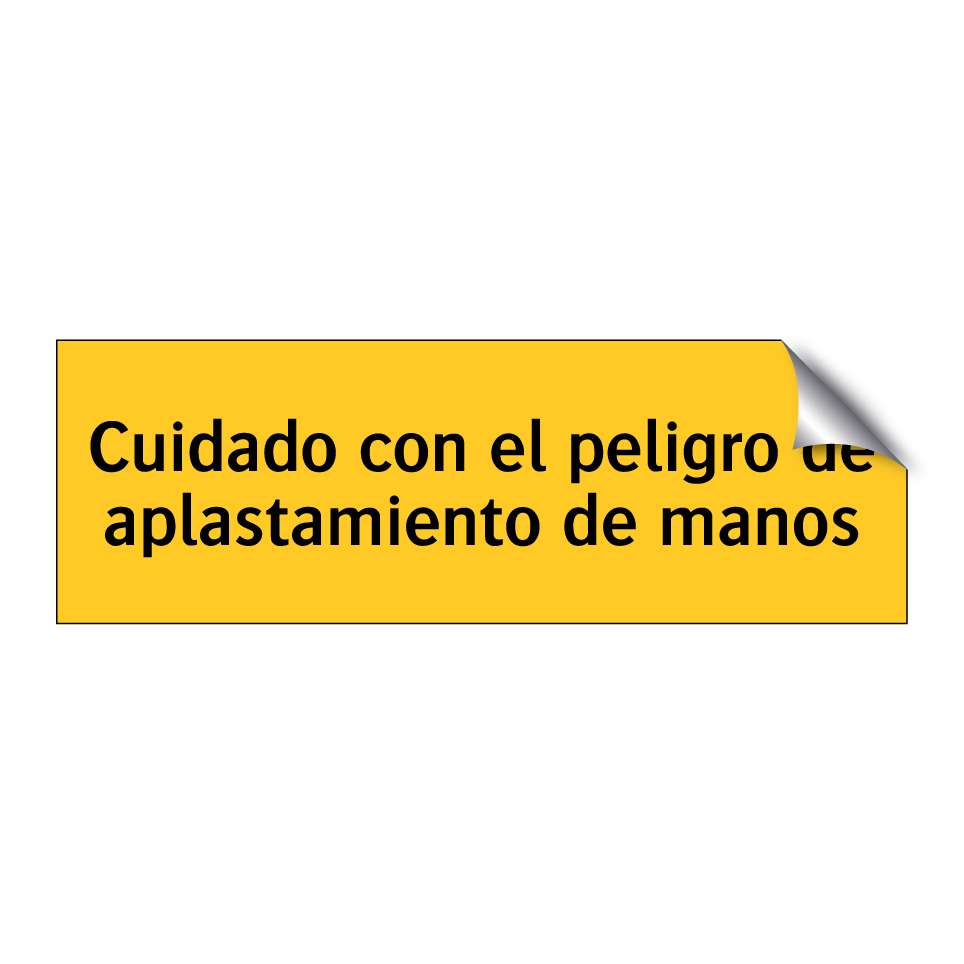 Cuidado con el peligro de aplastamiento de manos