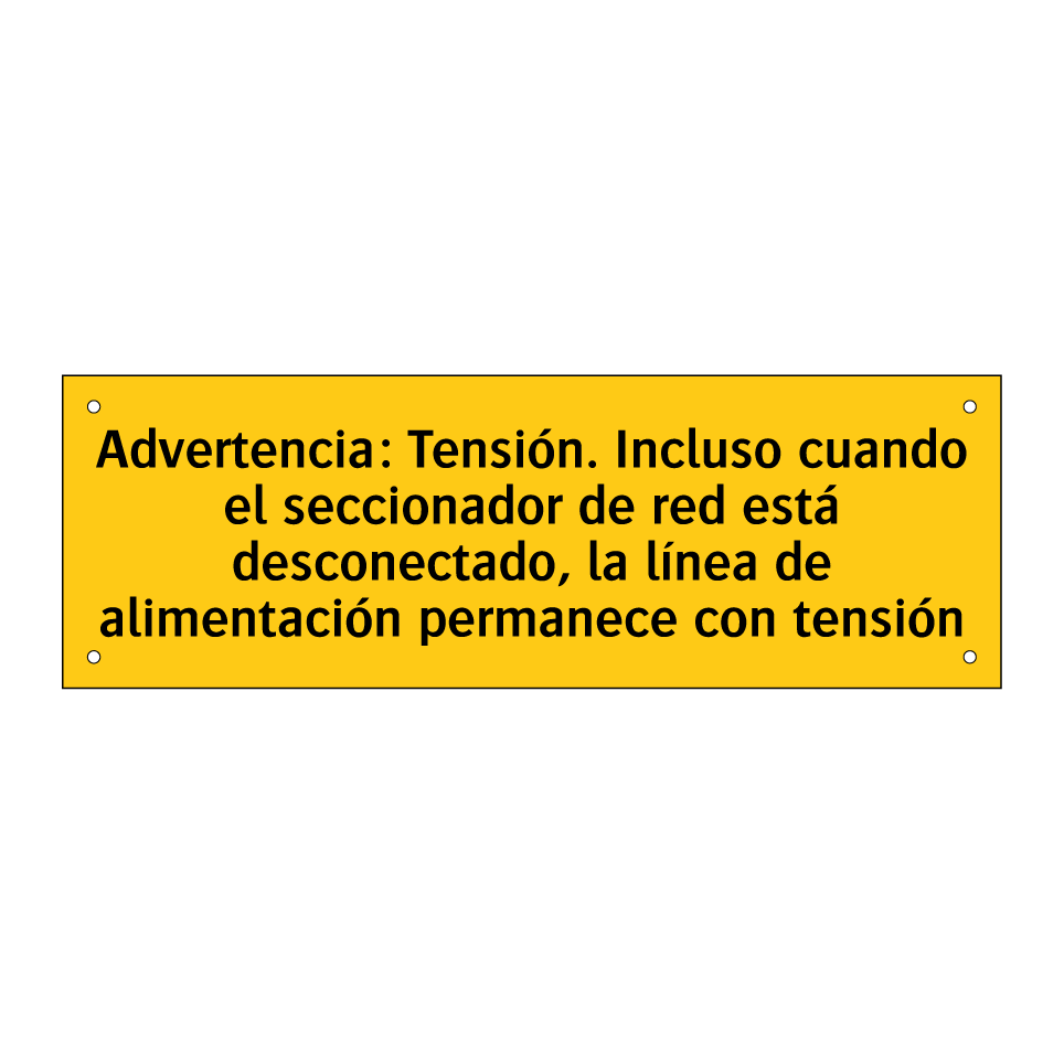 Advertencia: Tensión. Incluso cuando el seccionador de red está desconectado, la línea de alimentación permanece con tensión