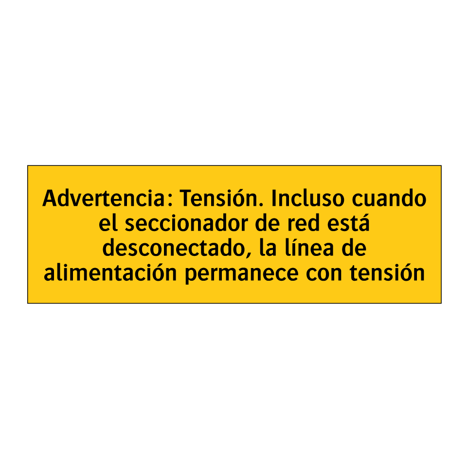 Advertencia: Tensión. Incluso cuando el seccionador de red está desconectado, la línea de alimentación permanece con tensión