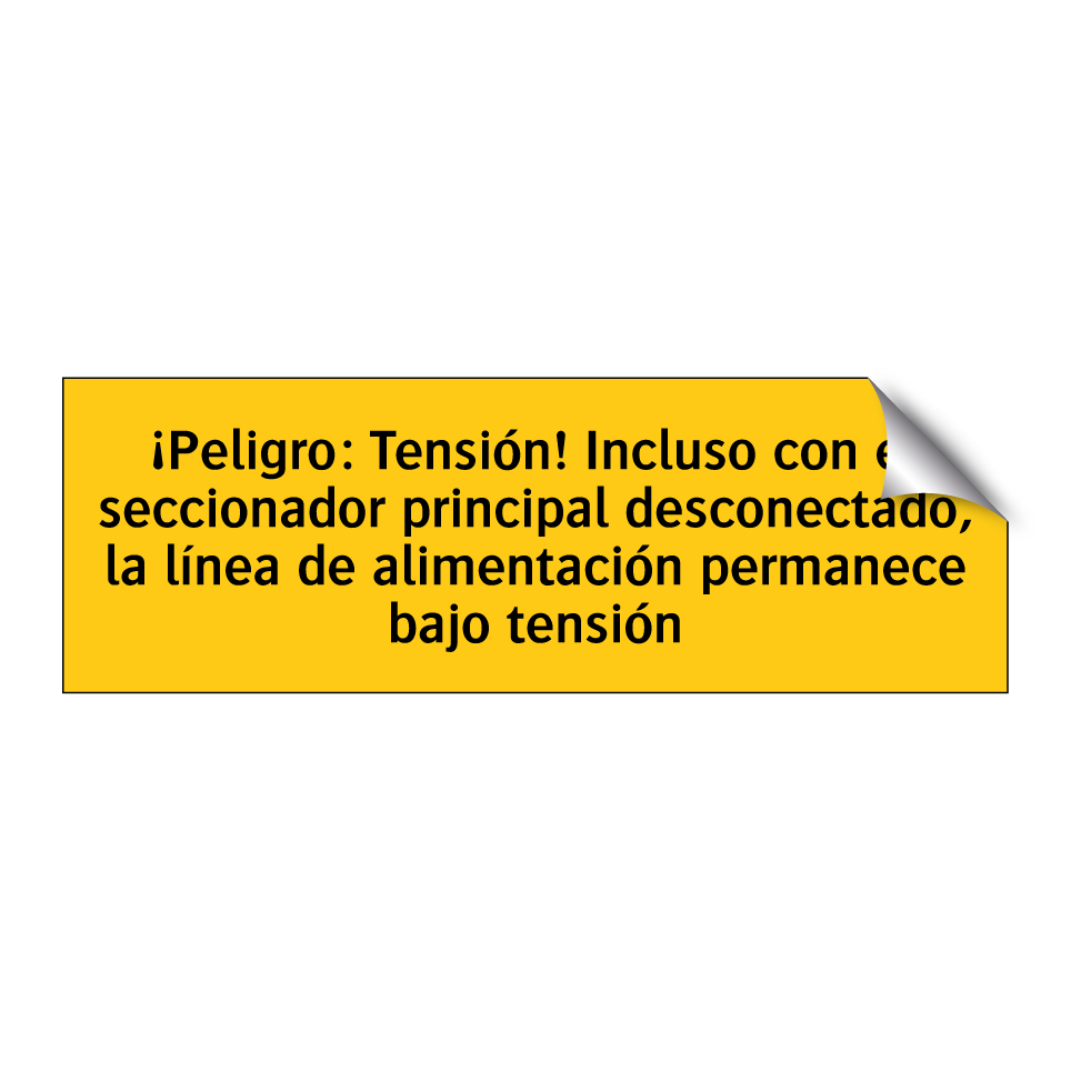 ¡Peligro: Tensión! Incluso con el seccionador principal desconectado, la línea de alimentación permanece bajo tensión