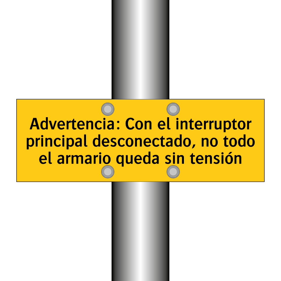 Advertencia: Con el interruptor principal desconectado, no todo el armario queda sin tensión