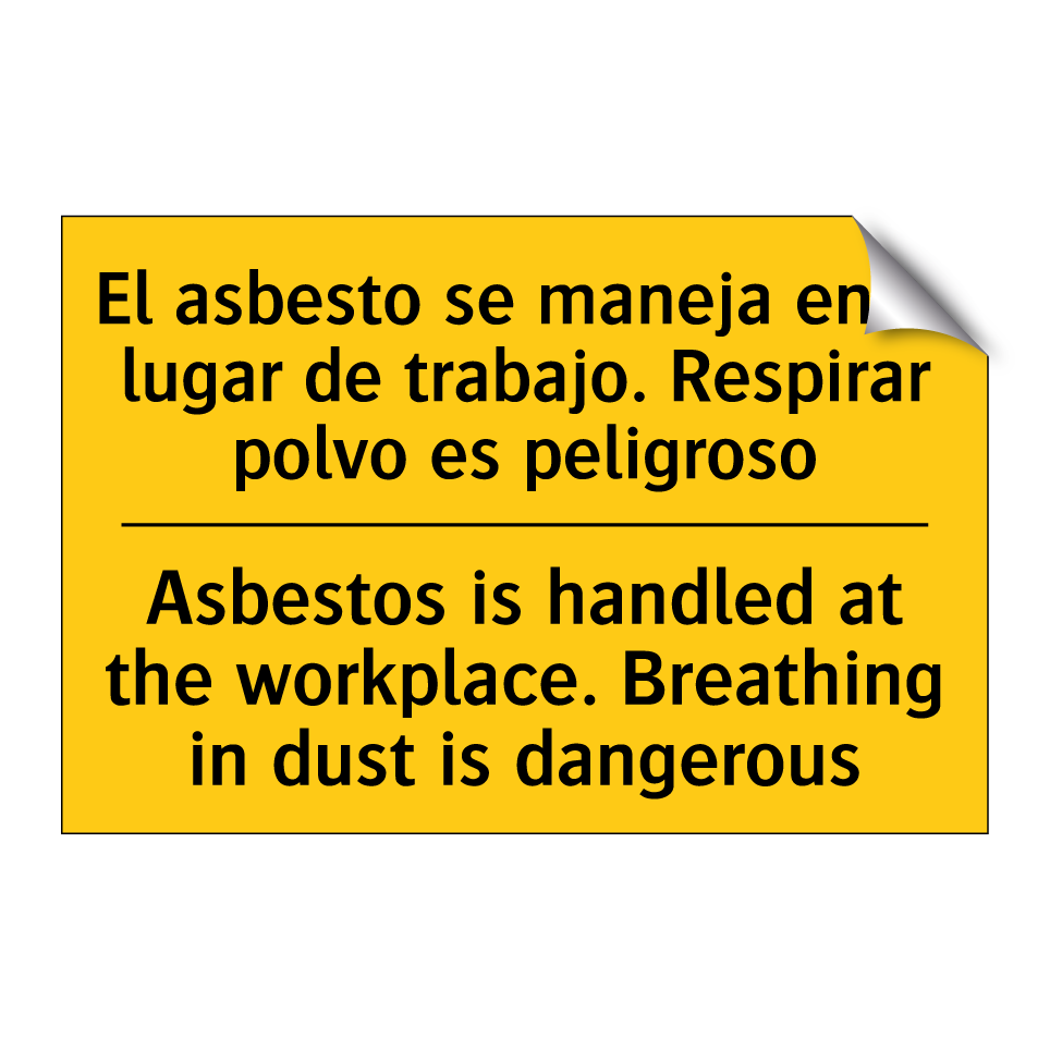 El asbesto se maneja en el lugar de trabajo. Respirar polvo es peligroso - Asbestos is handled at the workplace. Breathing in dust is dangerous