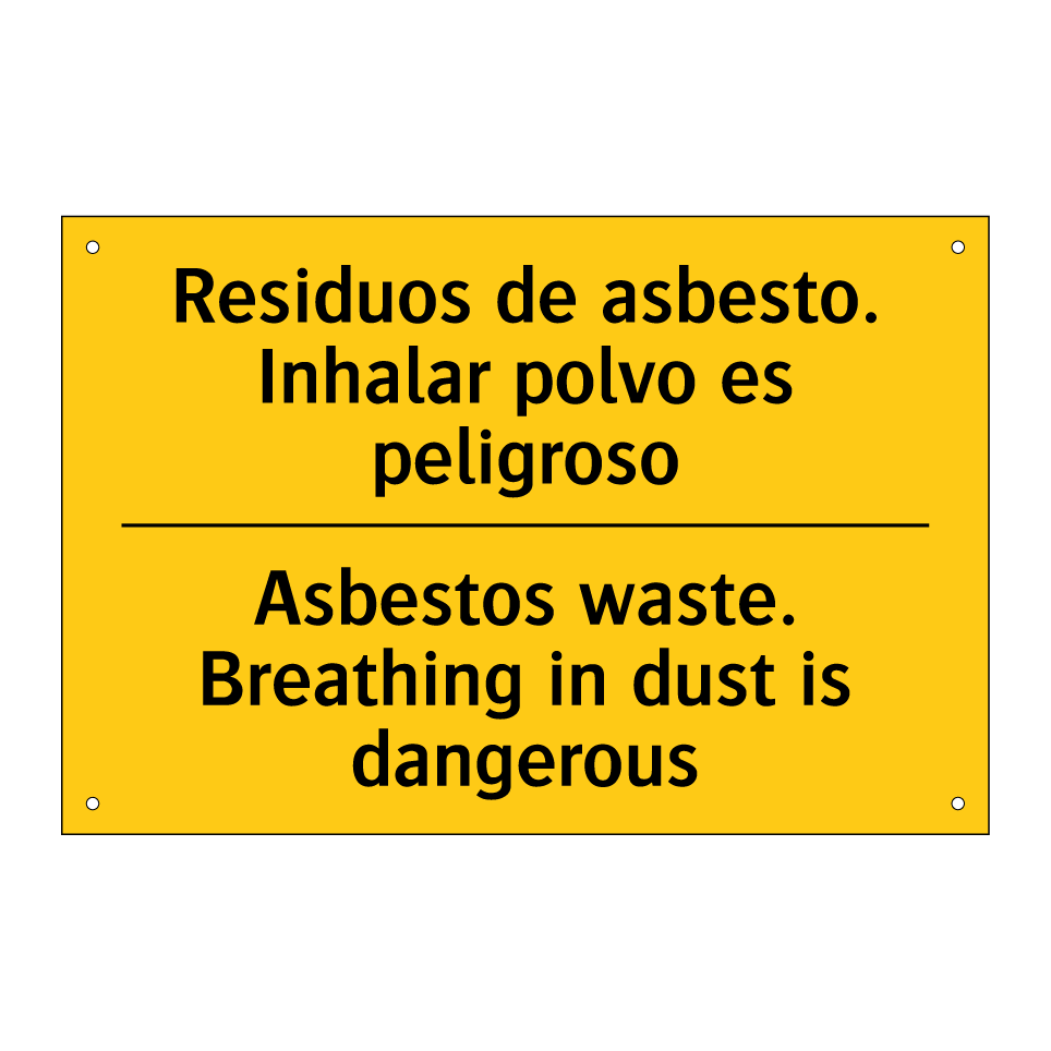 Residuos de asbesto. Inhalar polvo es peligroso - Asbestos waste. Breathing in dust is dangerous