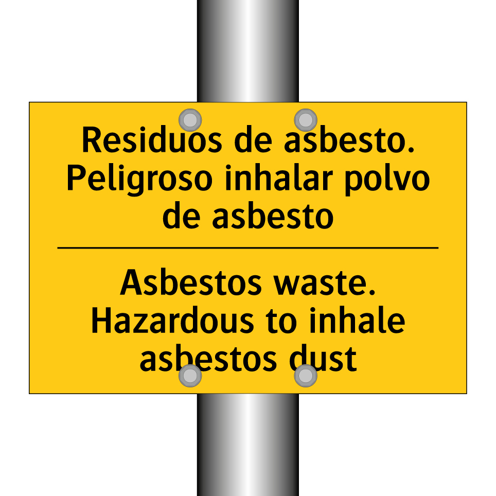 Residuos de asbesto. Peligroso inhalar polvo de asbesto - Asbestos waste. Hazardous to inhale asbestos dust