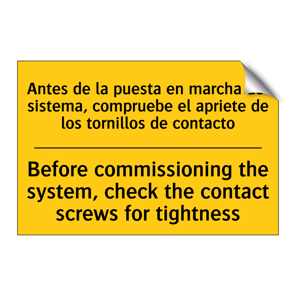 Before commissioning the system, check the contact screws for tightness - Before commissioning the system, check the contact screws for tightness
