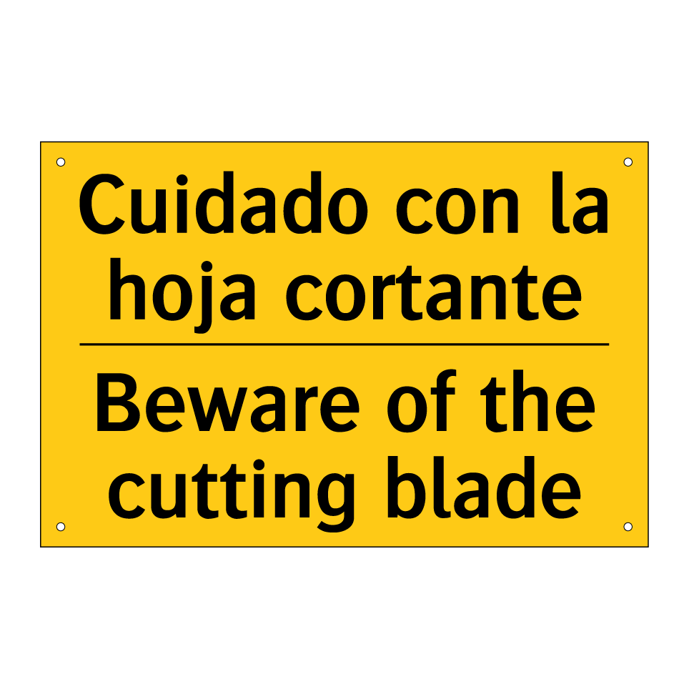 Cuidado con la hoja cortante - Beware of the cutting blade