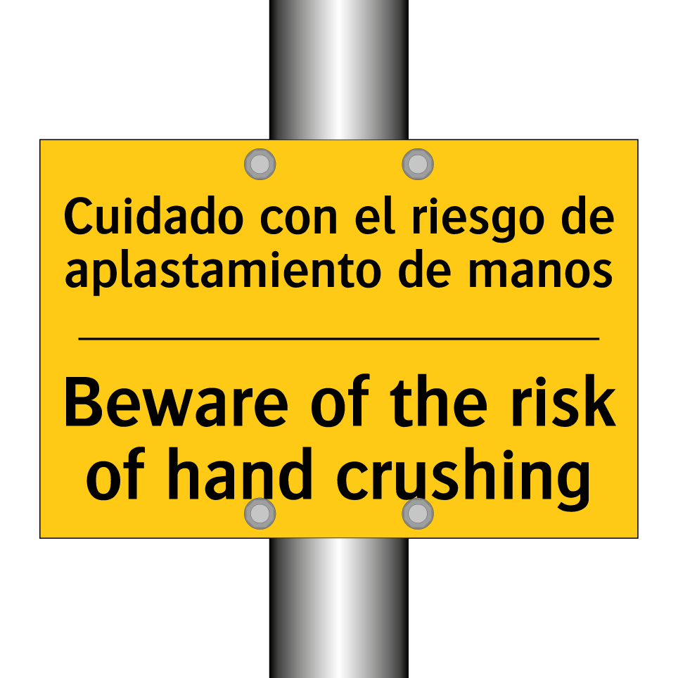 Cuidado con el riesgo de aplastamiento de manos - Beware of the risk of hand crushing