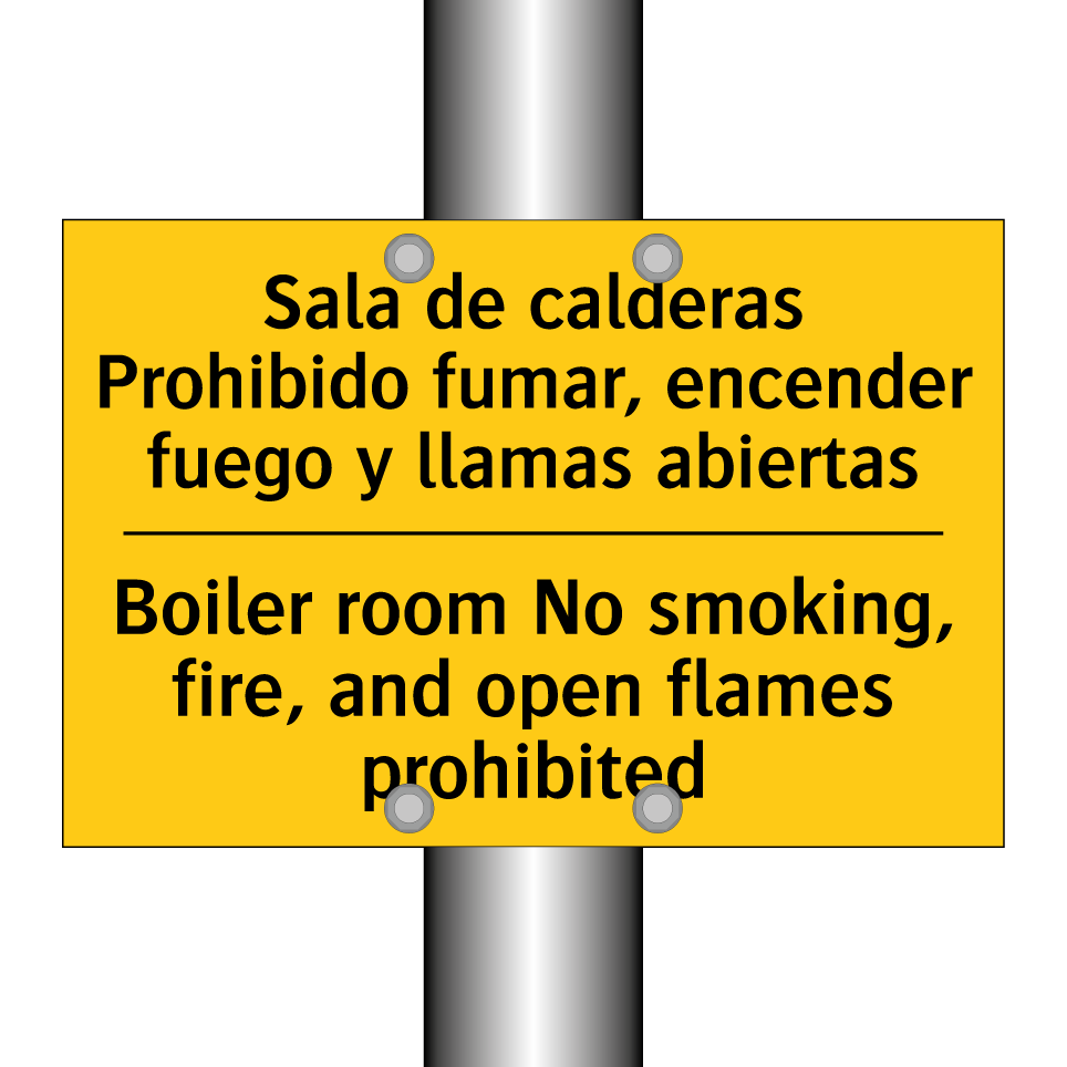 Sala de calderas Prohibido fumar, encender fuego y llamas abiertas - Boiler room No smoking, fire, and open flames prohibited