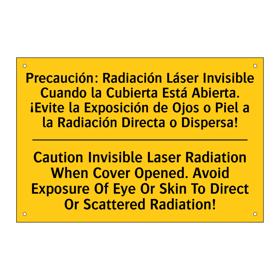Precaución: Radiación Láser Invisible Cuando la Cubierta Está Abierta. ¡Evite la Exposición de Ojos o Piel a la Radiación Directa o Dispersa! - Caution Invisible Laser Radiation When Cover Opened. Avoid Exposure Of Eye Or Skin To Direct Or /.../